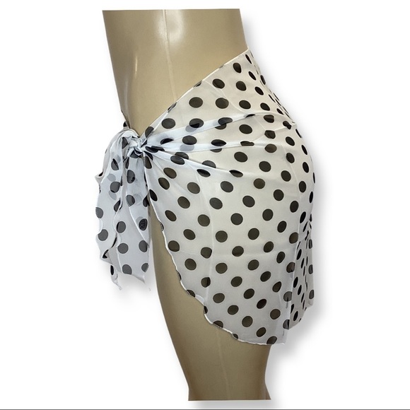 Zuliana Black & White Polka Dot Tie Sarong Bundle. Made in USA. New With Tags - Picture 7 of 9